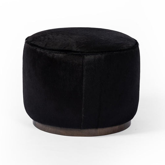 Four Hands - Westgate - Sinclair Round Ottoman - Dark Hair on Hide - 106074-015 veiw 2
