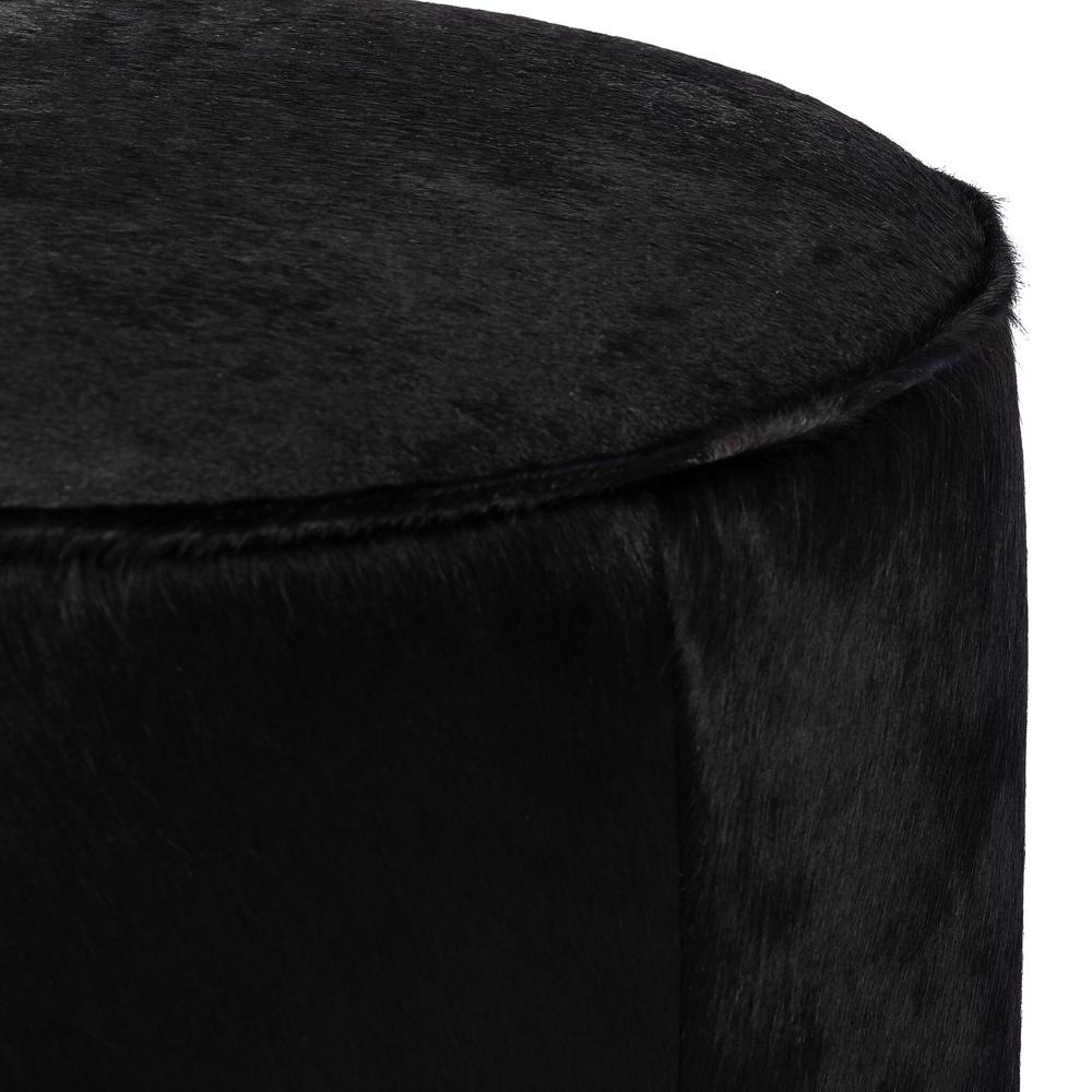 Four Hands - Westgate - Sinclair Round Ottoman - Dark Hair on Hide - 106074-015 veiw 4