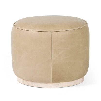 Four Hands - Westgate - Sinclair Round Ottoman - Harness Burlap - 106074-008 veiw 1