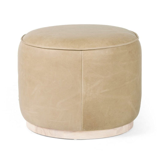 Four Hands - Westgate - Sinclair Round Ottoman - Harness Burlap - 106074-008 veiw 1