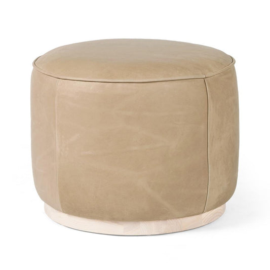Four Hands - Westgate - Sinclair Round Ottoman - Harness Burlap - 106074-008 veiw 2