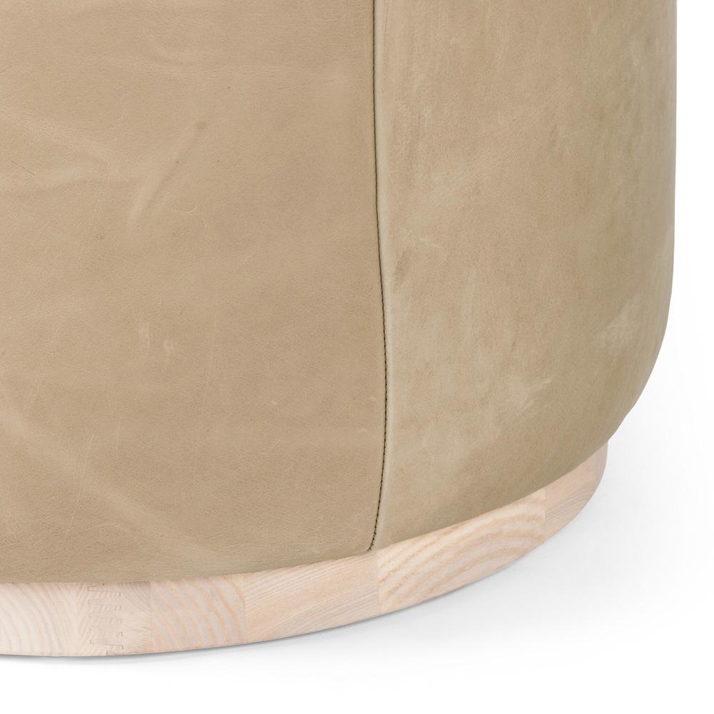 Four Hands - Westgate - Sinclair Round Ottoman - Harness Burlap - 106074-008 veiw 4