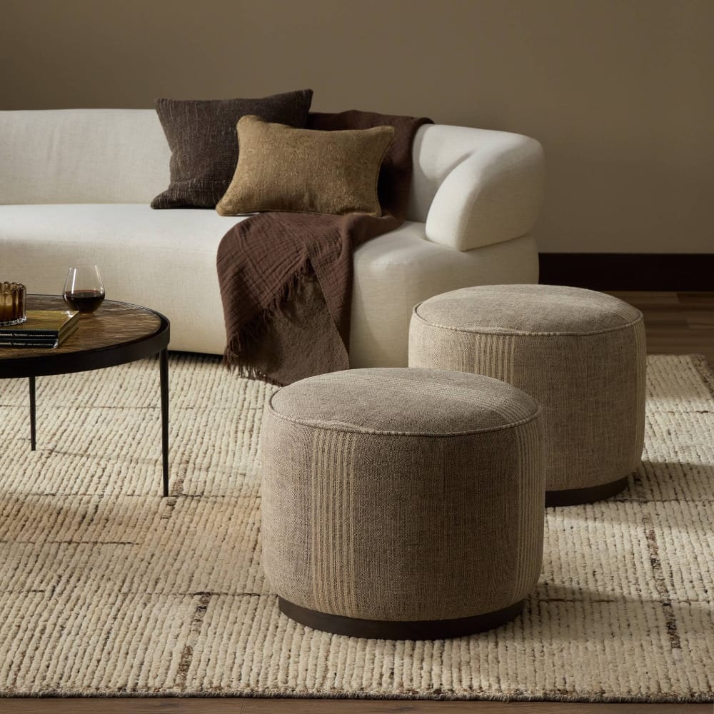 Four Hands - Westgate - Sinclair Round Ottoman - Manchester Flint - 106074-020 veiw 6