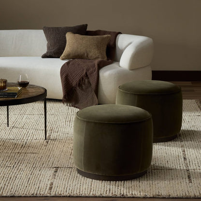 Four Hands - Westgate - Sinclair Round Ottoman - Surrey Olive - 106074-019 veiw 6
