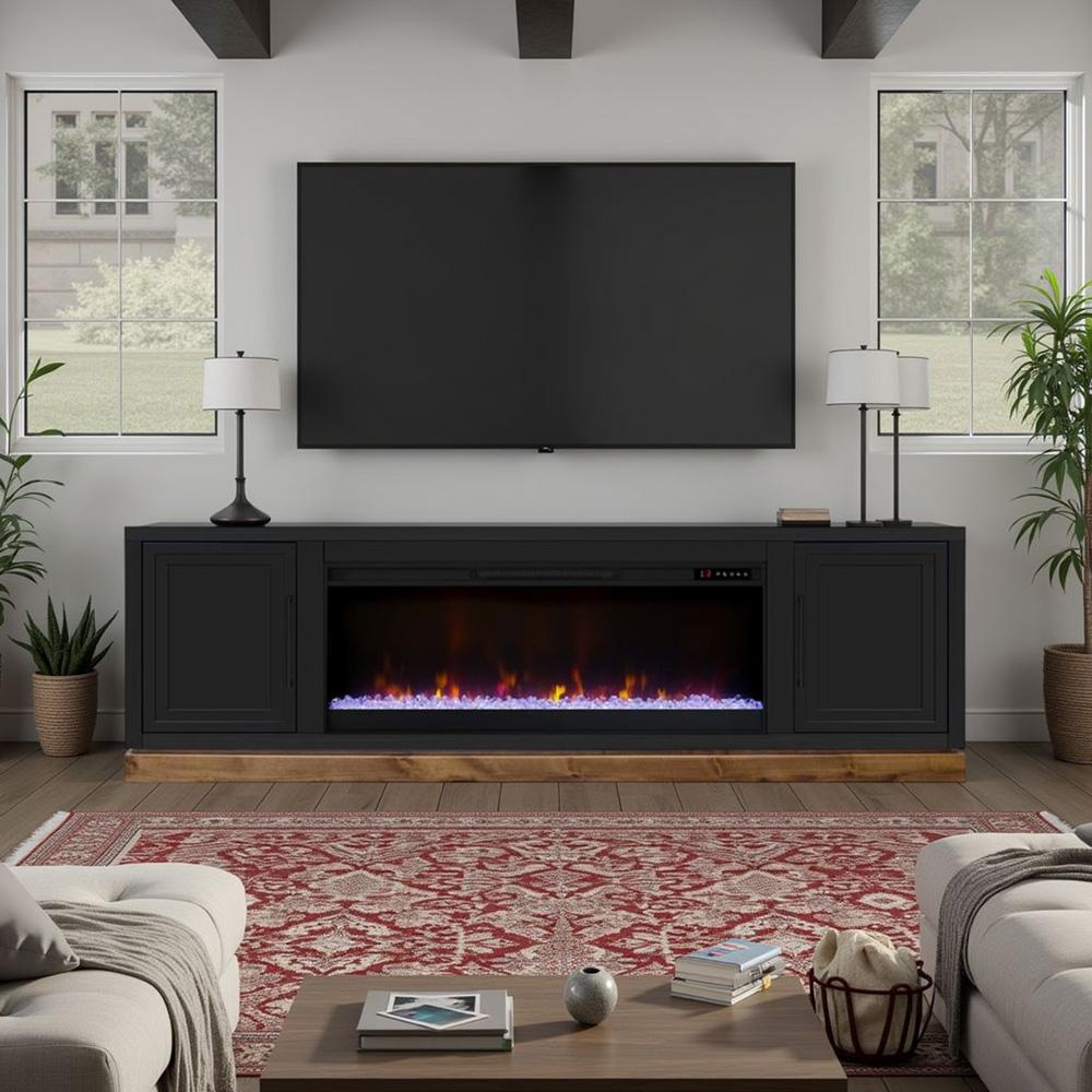 Legends Furniture - Nora 81 inch Fireplace TV Stand in Black and Whiskey - NO5410.SWK veiw 4