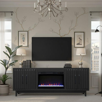 Legends Furniture - Radiance 75 inch Fireplace TV Stand in Black - RA5210.SLS veiw 6
