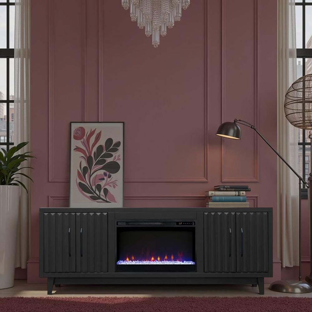 Legends Furniture - Radiance 75 inch Fireplace TV Stand in Black - RA5210.SLS veiw 8