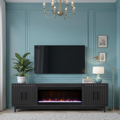 Legends Furniture - Radiance 94 inch Fireplace TV Stand in Black - RA5410.SLS veiw 5