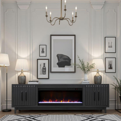 Legends Furniture - Radiance 94 inch Fireplace TV Stand in Black - RA5410.SLS veiw 7