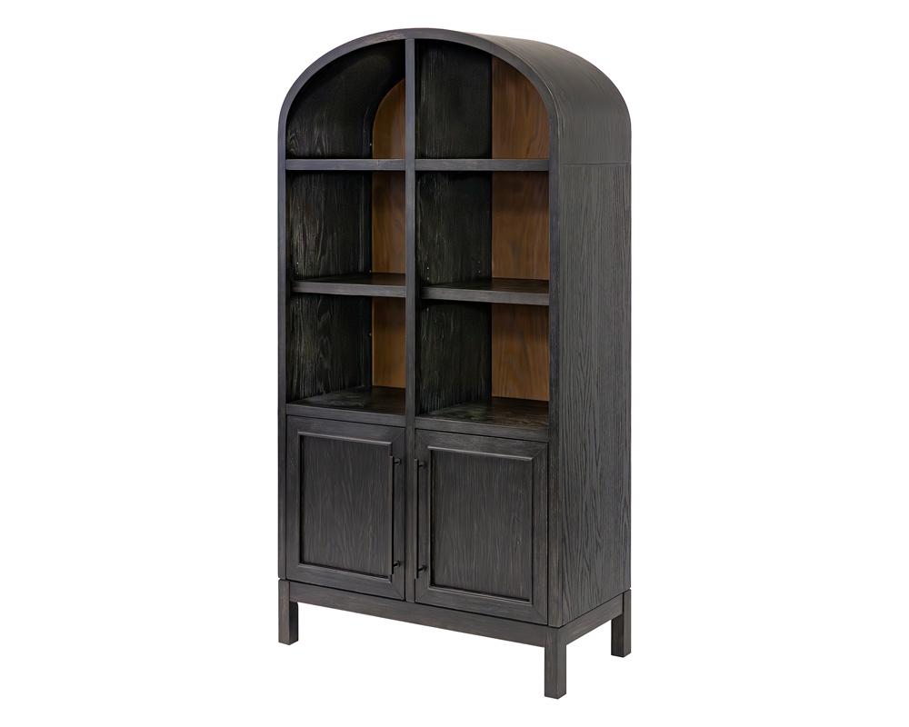 Martin Furniture - Olivia - Modern Wood Arched Display Cabinet/Bookcase, Office Shelving, Storage Cabinet, Fully Assembled, Black veiw 1