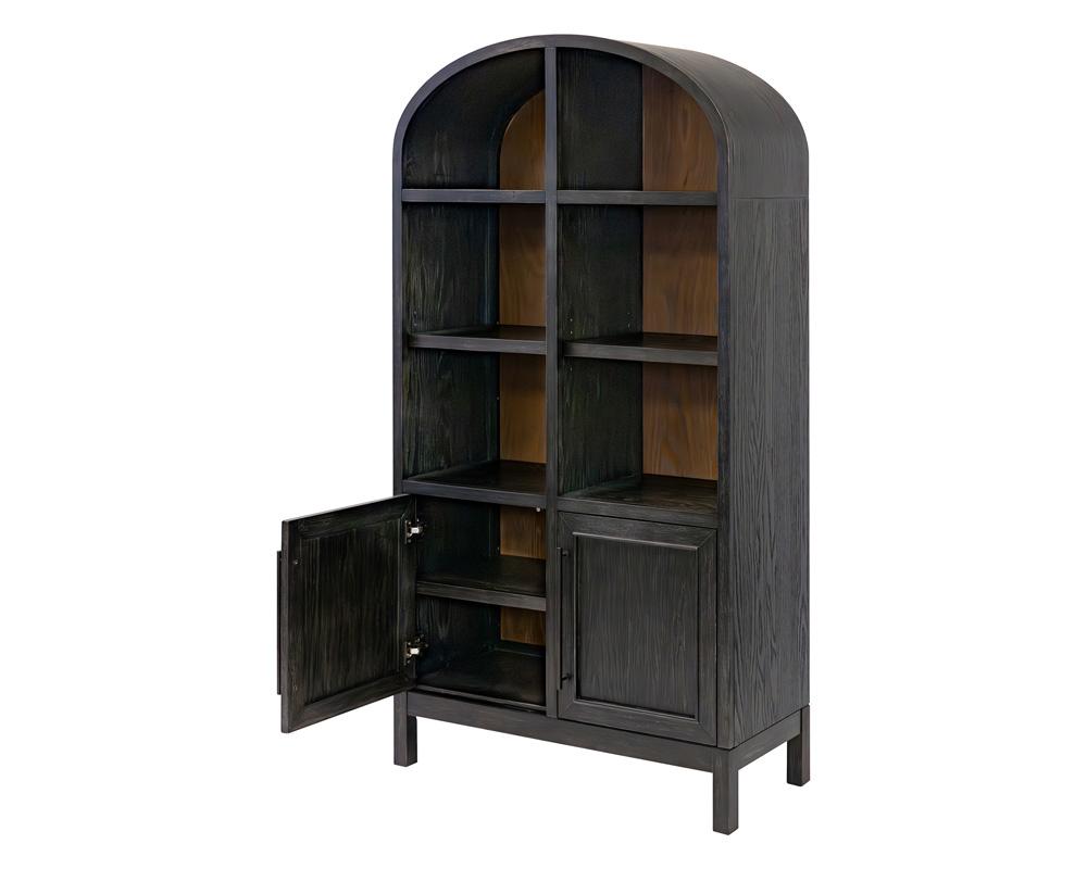 Martin Furniture - Olivia - Modern Wood Arched Display Cabinet/Bookcase, Office Shelving, Storage Cabinet, Fully Assembled, Black veiw 3