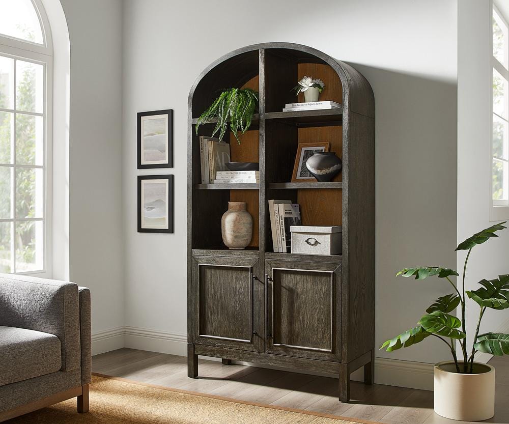 Martin Furniture - Olivia - Modern Wood Arched Display Cabinet/Bookcase, Office Shelving, Storage Cabinet, Fully Assembled, Black veiw 5