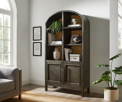 Martin Furniture - Olivia - Modern Wood Arched Display Cabinet/Bookcase, Office Shelving, Storage Cabinet, Fully Assembled, Black veiw 5