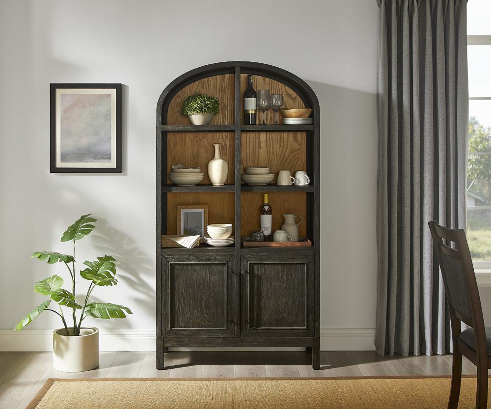 Martin Furniture - Olivia - Modern Wood Arched Display Cabinet/Bookcase, Office Shelving, Storage Cabinet, Fully Assembled, Black veiw 6