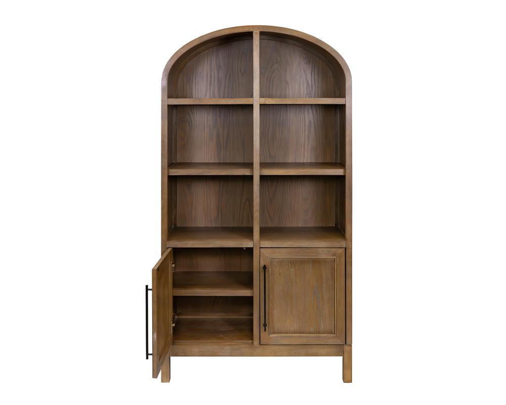 Martin Furniture - Olivia - Modern Wood Arched Display Cabinet/Bookcase, Office Shelving, Storage Cabinet, Fully Assembled, Brown veiw 3