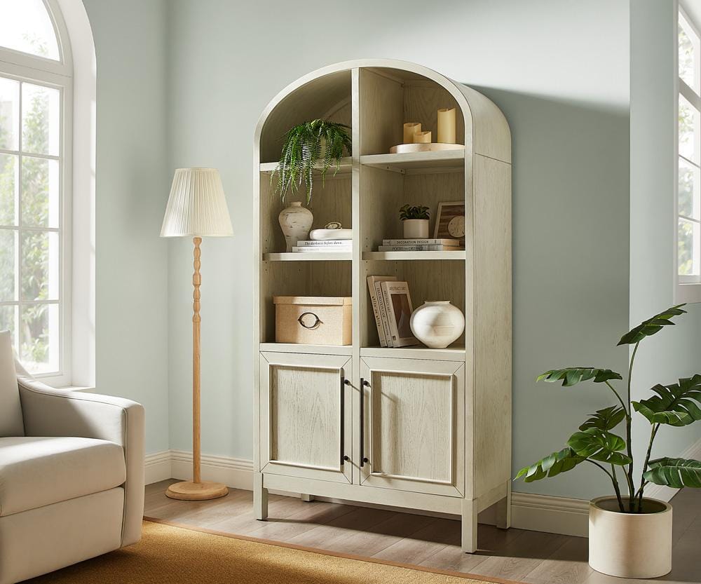Martin Furniture - Olivia - Modern Wood Arched Display Cabinet/Bookcase, Office Shelving, Storage Cabinet, Fully Assembled, White veiw 10