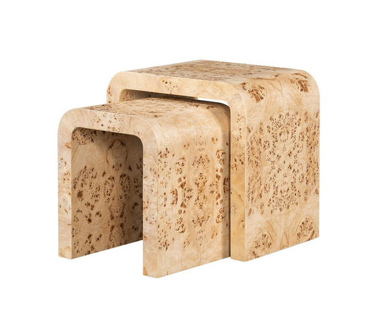 Alder & Tweed - Brea Solid Wood with Poplar Veneer Toasted Burl Wood Finish Set of 2 Nesting Tables - AT9282-TSB veiw 1