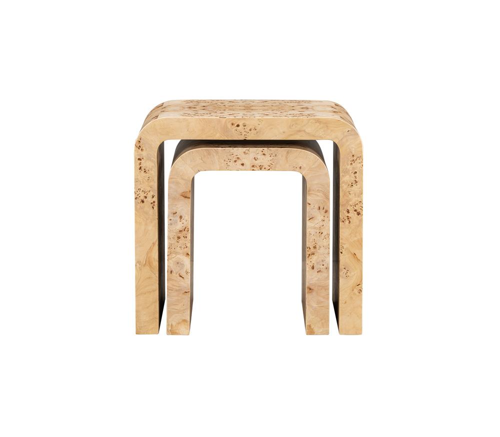 Alder & Tweed - Brea Solid Wood with Poplar Veneer Toasted Burl Wood Finish Set of 2 Nesting Tables - AT9282-TSB veiw 3