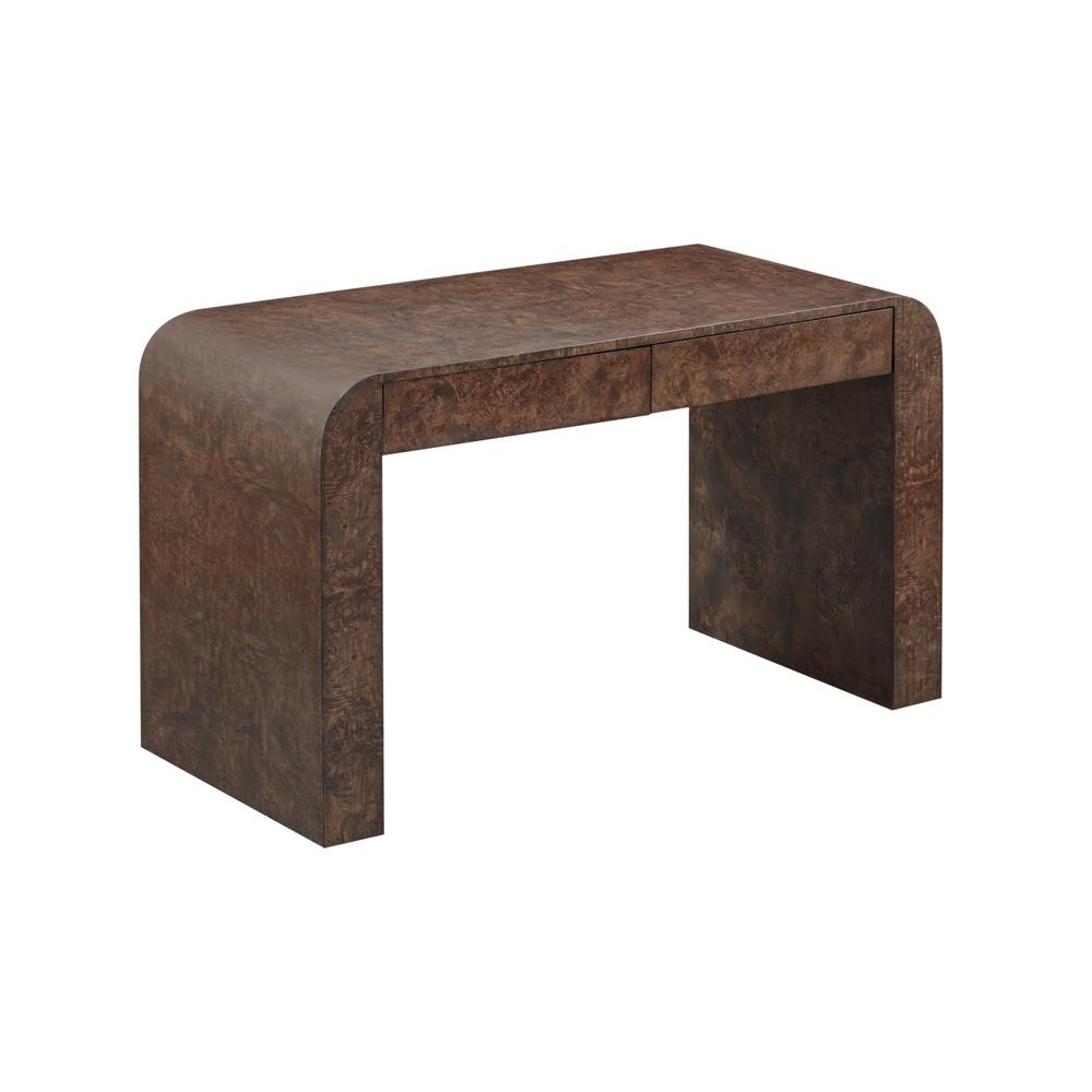 Alder & Tweed - Brea 54 Writing Desk Curved Chocolate Burl Wood, Modern Sculptural Design - AT182-CTB veiw 1