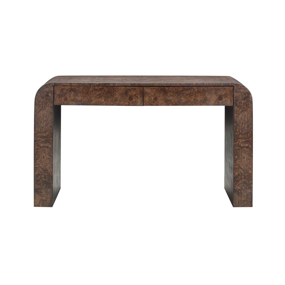 Alder & Tweed - Brea 54 Writing Desk Curved Chocolate Burl Wood, Modern Sculptural Design - AT182-CTB veiw 2