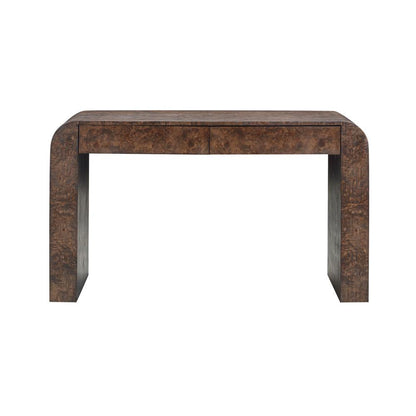 Alder & Tweed - Brea 54 Writing Desk Curved Chocolate Burl Wood, Modern Sculptural Design - AT182-CTB veiw 2