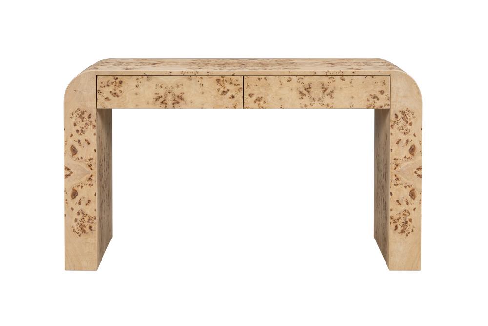 Alder & Tweed - Brea 54 Writing Desk Curved Toasted Burl Wood, Modern Sculptural Design - AT182-TSB veiw 2