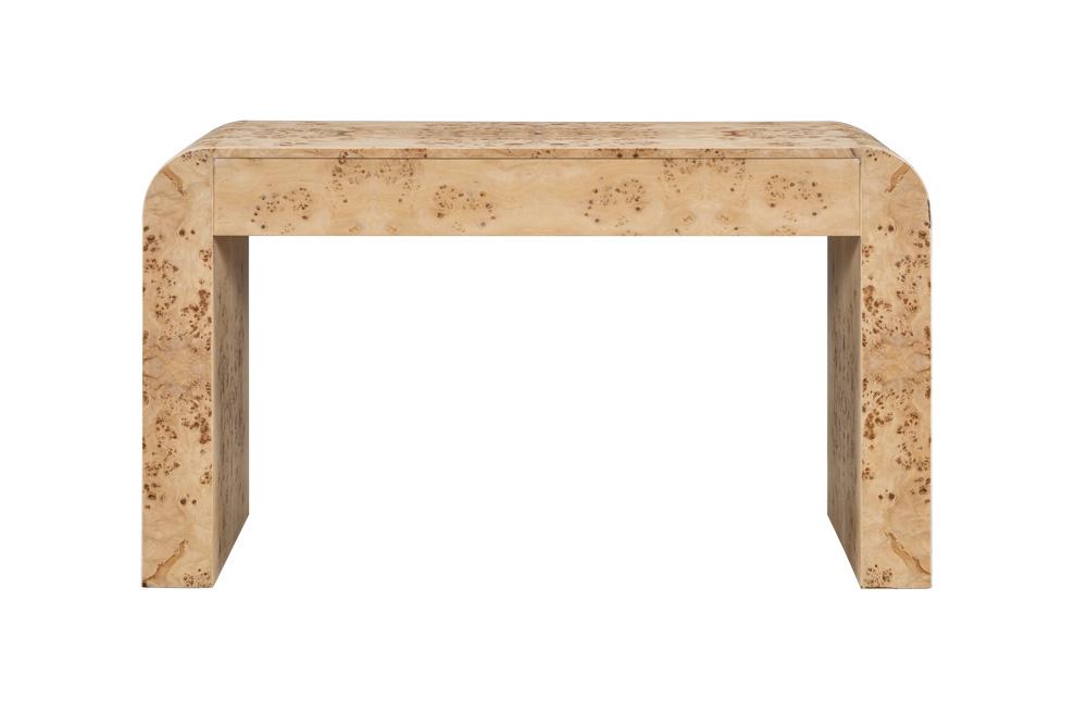 Alder & Tweed - Brea 54 Writing Desk Curved Toasted Burl Wood, Modern Sculptural Design - AT182-TSB veiw 3