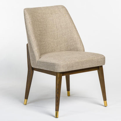 Alder & Tweed - Cole Upholstered Dining Chair Herringbone Haze Performance Fabric  Warm Walnut Wood  - (Set of 2) - AT915-HNH veiw 1