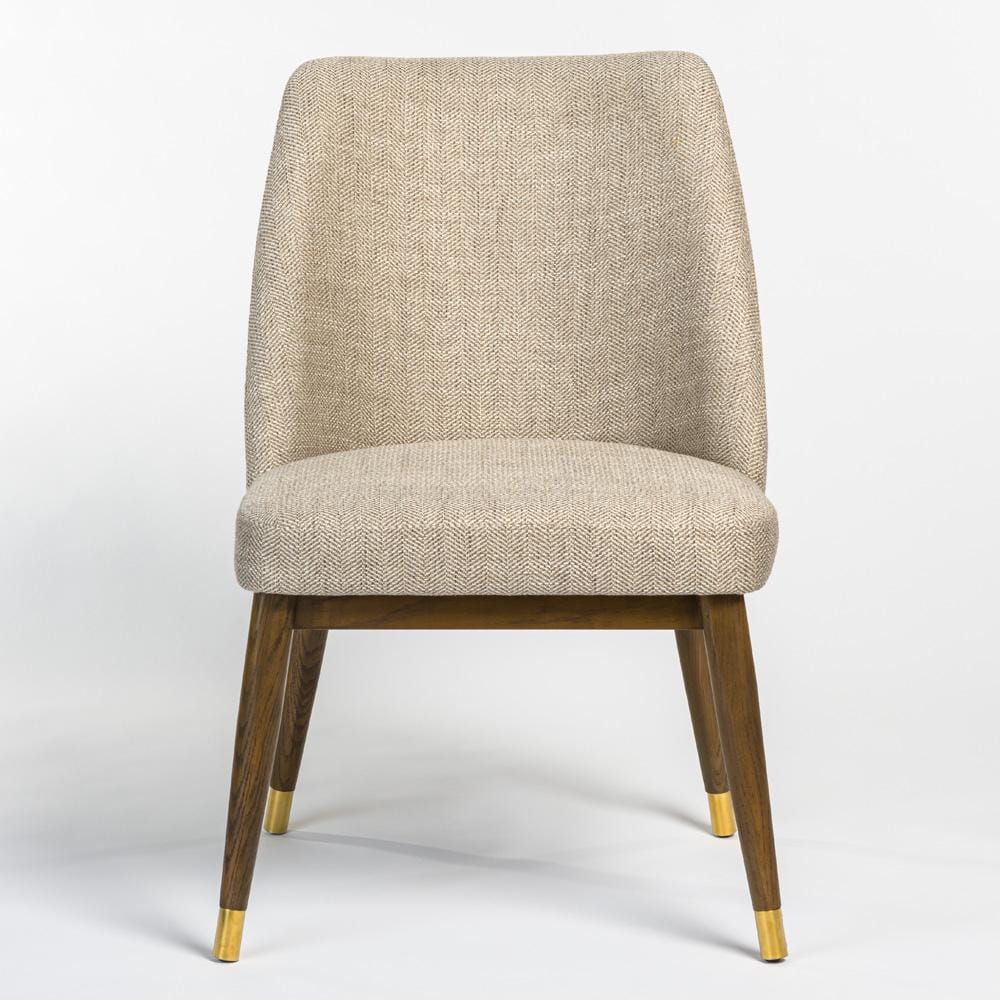 Alder & Tweed - Cole Upholstered Dining Chair Herringbone Haze Performance Fabric  Warm Walnut Wood  - (Set of 2) - AT915-HNH veiw 2