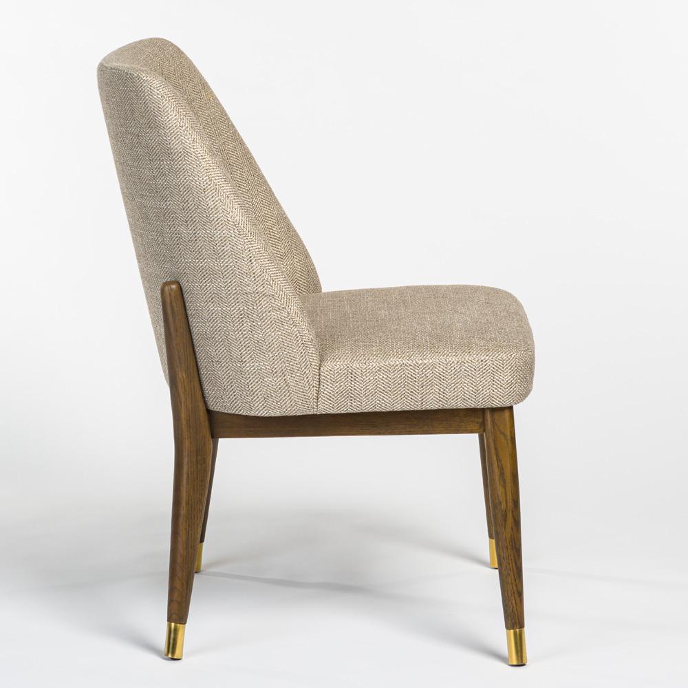 Alder & Tweed - Cole Upholstered Dining Chair Herringbone Haze Performance Fabric  Warm Walnut Wood  - (Set of 2) - AT915-HNH veiw 3