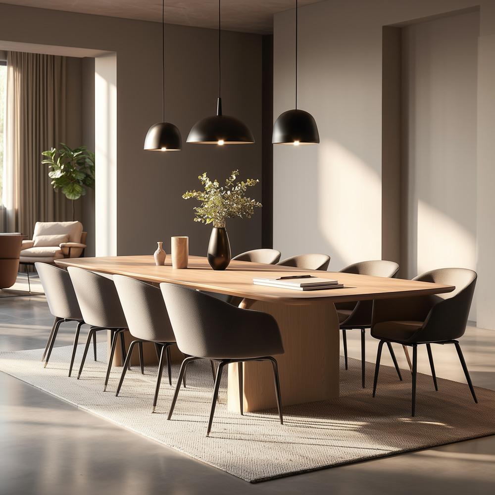 Salted Oak - Pacifica Solid Natural Oak Contempory 84in Dining Table - STO1306-84-RWO veiw 1