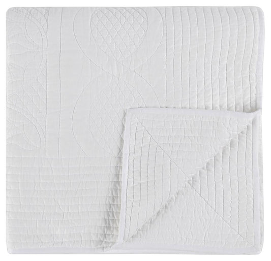 Villa by Classic Home - Anessa Linen Blend Queen Quilt - White - V230075 veiw 2
