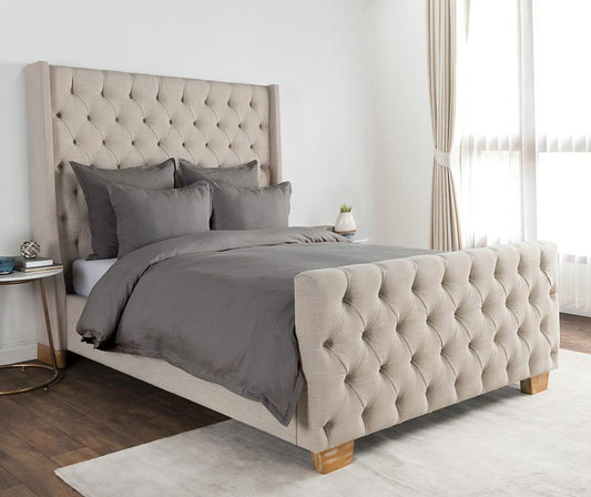 Villa by Classic Home - Arcadia Linen Blend King Sham - Gray - V200013 veiw 2