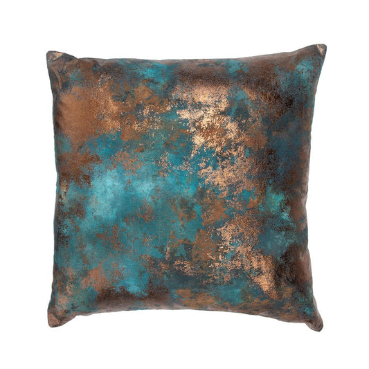 Villa by Classic Home - Equilibrium 22x22 Linen Blend Fabric Throw Pillow - Teal - Antique Bronze - V310033 veiw 1