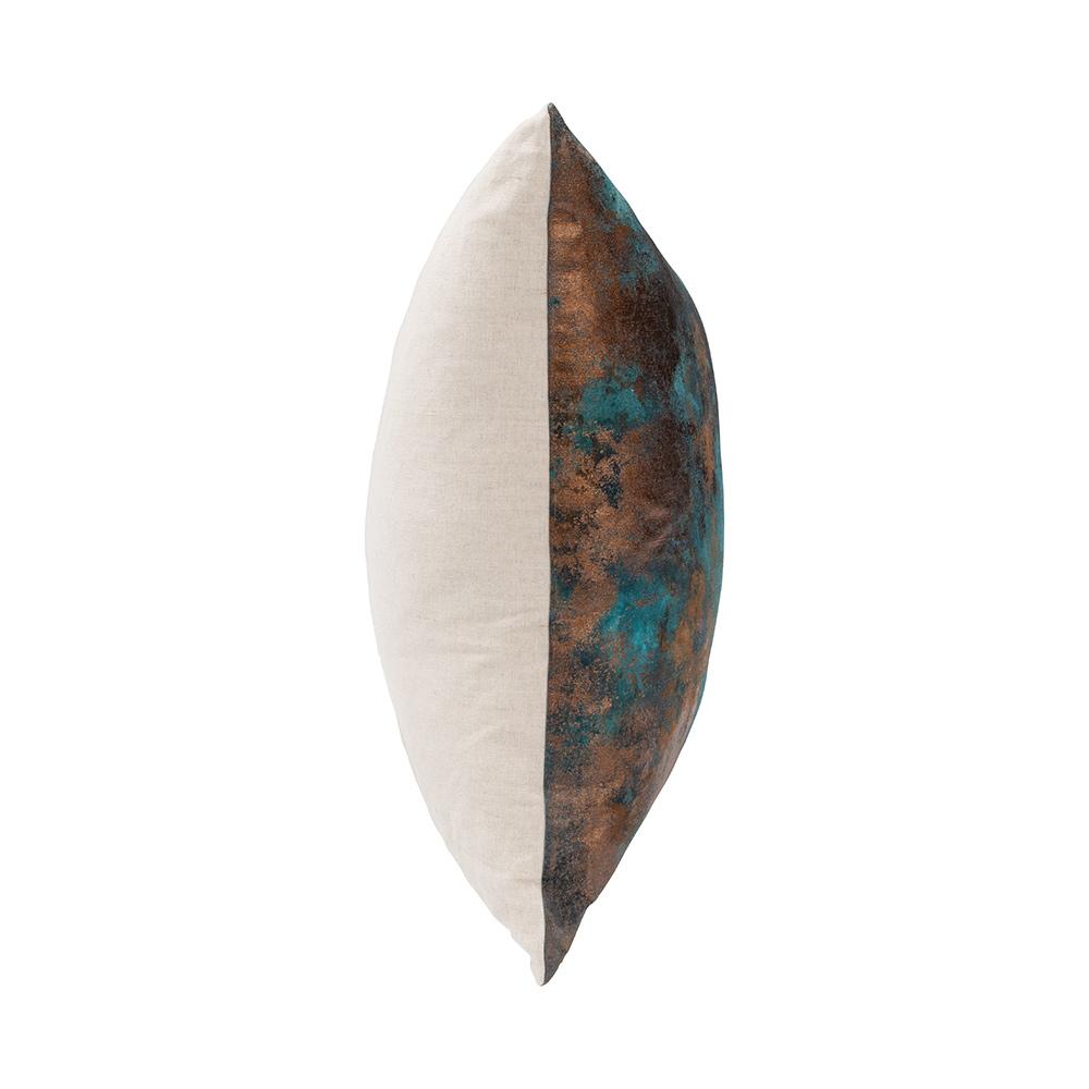 Villa by Classic Home - Equilibrium 22x22 Linen Blend Fabric Throw Pillow - Teal - Antique Bronze - V310033 veiw 3