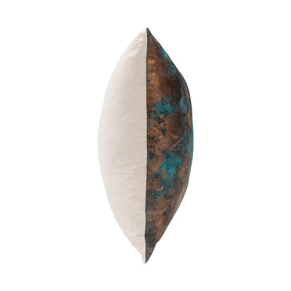 Villa by Classic Home - Equilibrium 22x22 Linen Blend Fabric Throw Pillow - Teal - Antique Bronze - V310033 veiw 3