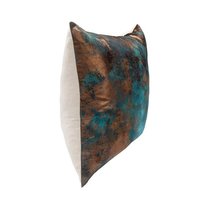 Villa by Classic Home - Equilibrium 22x22 Linen Blend Fabric Throw Pillow - Teal - Antique Bronze - V310033 veiw 4