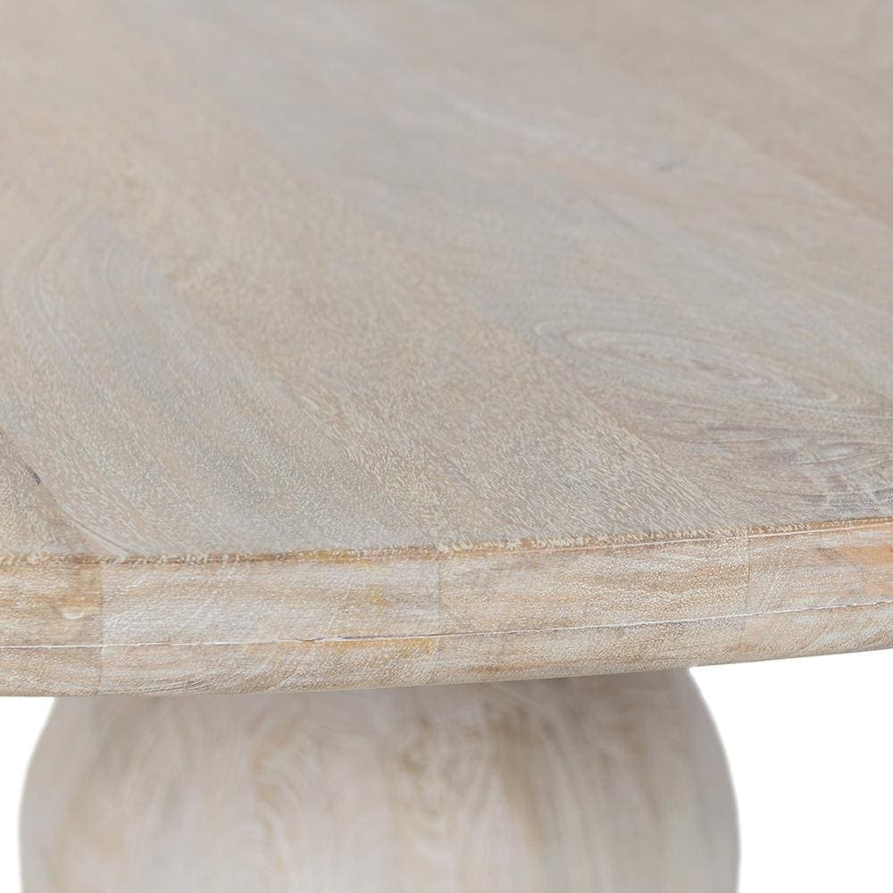 Classic Home  - Hera Mango Washed Wood Round Dining, Table - White Washed - 51011879 veiw 2
