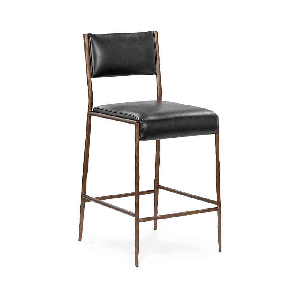Classic Home  - Kayne Leather Counter Stool - Black - 53006253 veiw 1
