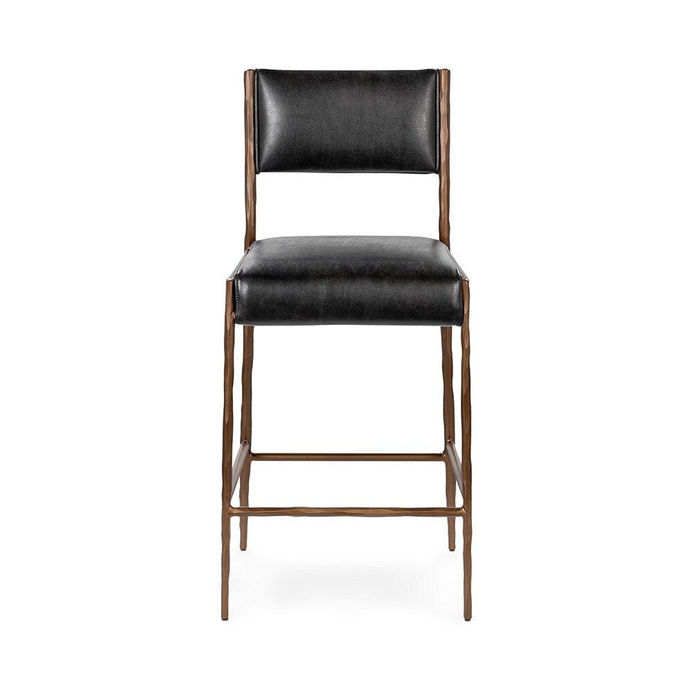 Classic Home  - Kayne Leather Counter Stool - Black - 53006253 veiw 2