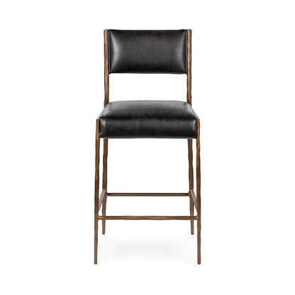 Classic Home  - Kayne Leather Counter Stool - Black - 53006253 veiw 2