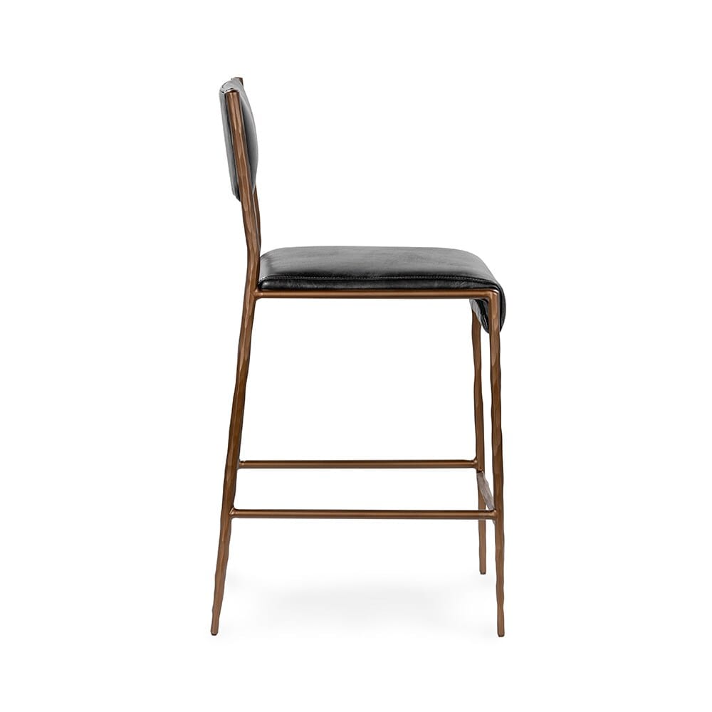 Classic Home  - Kayne Leather Counter Stool - Black - 53006253 veiw 3