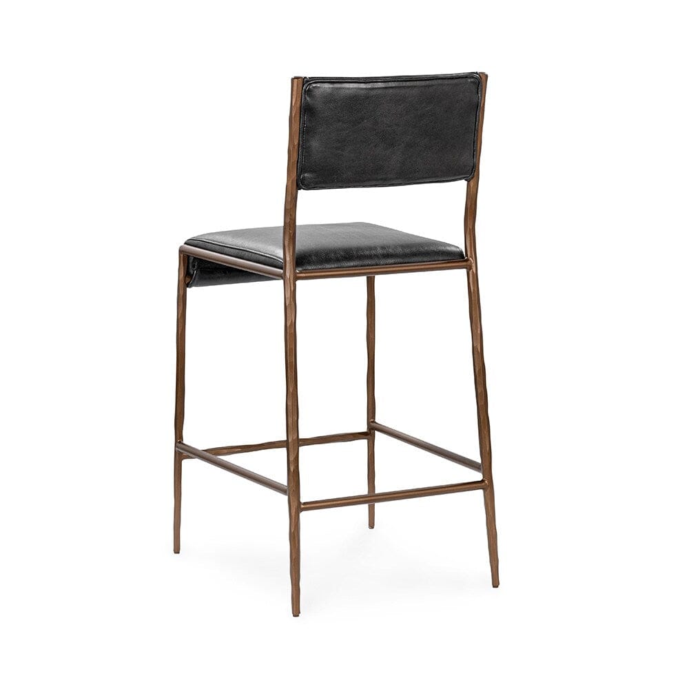 Classic Home  - Kayne Leather Counter Stool - Black - 53006253 veiw 4