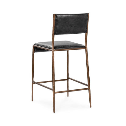 Classic Home  - Kayne Leather Counter Stool - Black - 53006253 veiw 4
