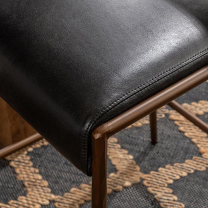 Classic Home  - Kayne Leather Counter Stool - Black - 53006253 veiw 10