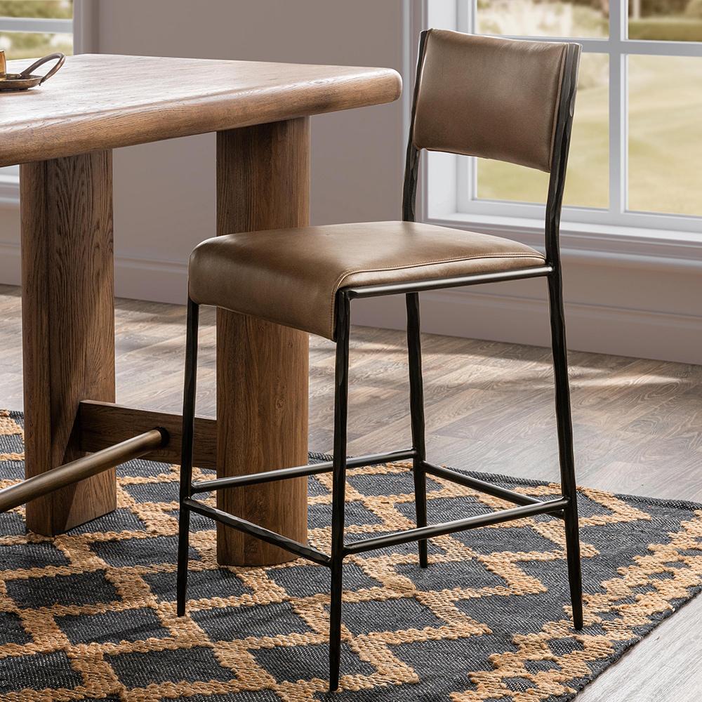 Classic Home  - Kayne Leather Counter Stool - Sand - 53006247 veiw 9