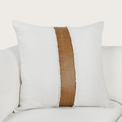 Villa by Classic Home - Steam 26x26 Linen Blend Fabric Throw Pillow - Ivory - Dumont - V300042 veiw 6