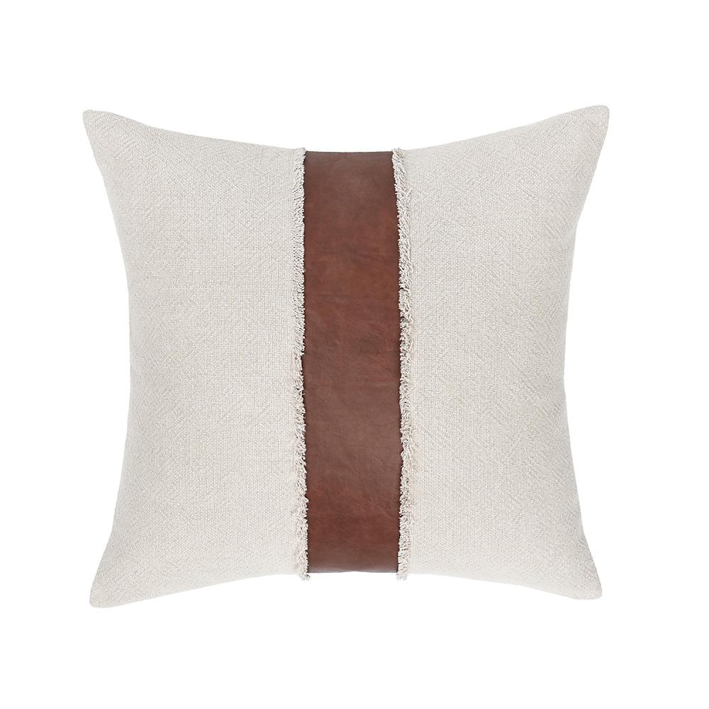 Villa by Classic Home - Steam 26x26 Linen Blend Fabric Throw Pillow - Natural-Kona Brown - V300041 veiw 1