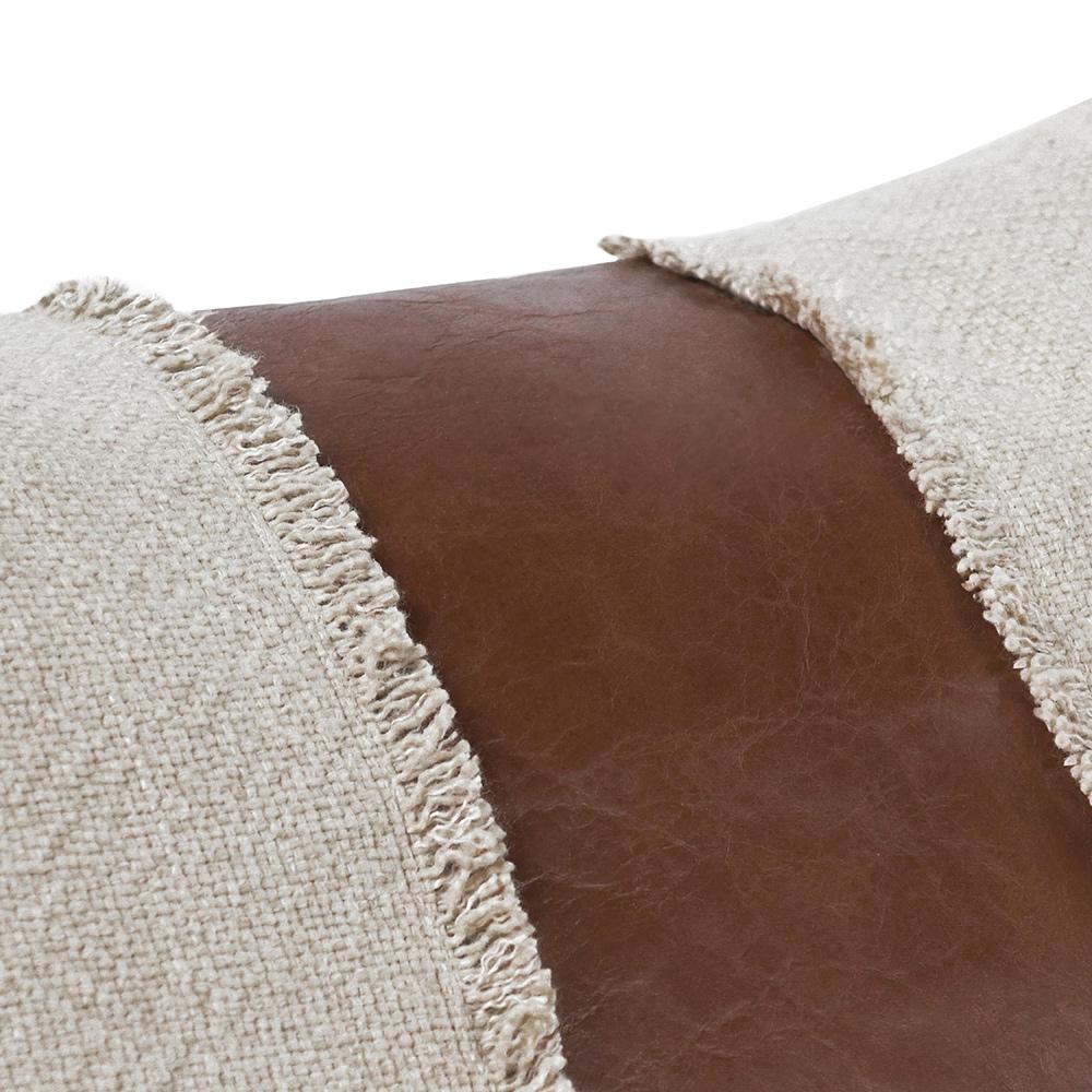 Villa by Classic Home - Steam 26x26 Linen Blend Fabric Throw Pillow - Natural-Kona Brown - V300041 veiw 5