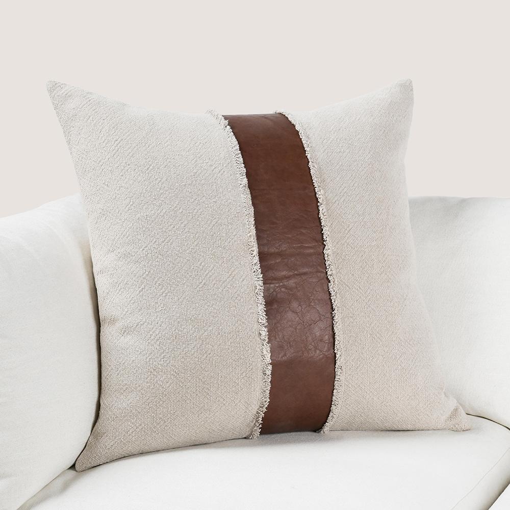 Villa by Classic Home - Steam 26x26 Linen Blend Fabric Throw Pillow - Natural-Kona Brown - V300041 veiw 6